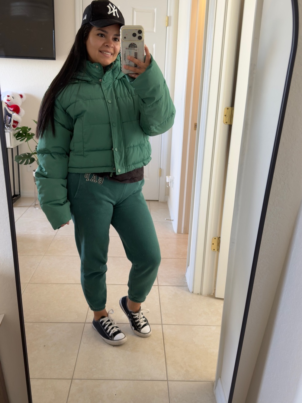 Soho Apparel Green Cropped Puffer Jacket